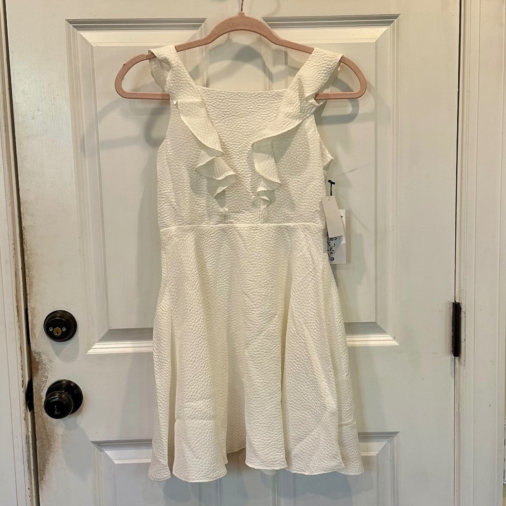 Pippa & Julie Flutter Sleve White Dress (Nordstrom) - 12 Girl